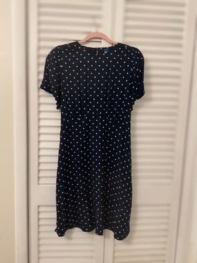 Old Navy Classic Navy Polka Dot Short Sleeve Crepe Mini Dress L
